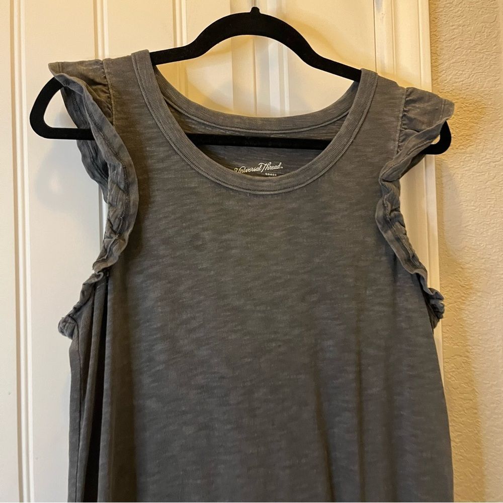 Universal Thread Gray Sleeveless Ruffle Shirt Dre… - image 2